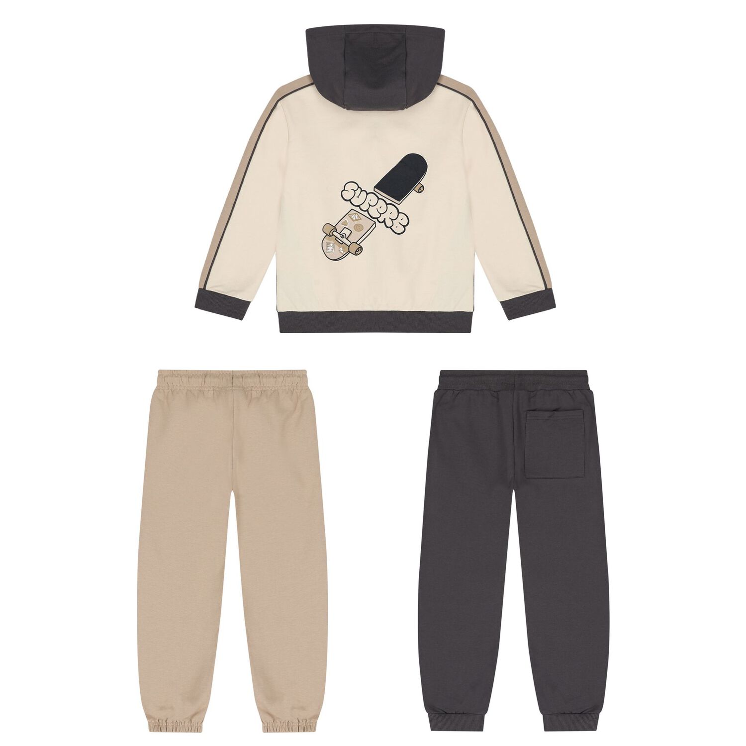 Boys Beige & Grey Tracksuit Set ( 3 Piece ), 1, hi-res