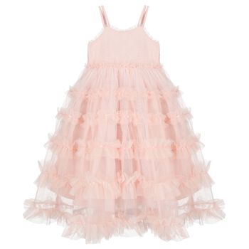 Girls Pink Ruffled Tulle Dress