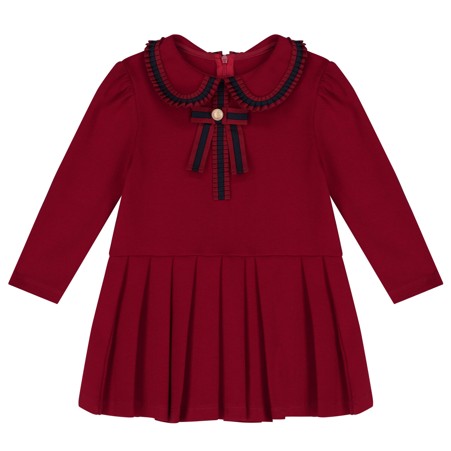 Girls Red Pleated Dress, 2, hi-res