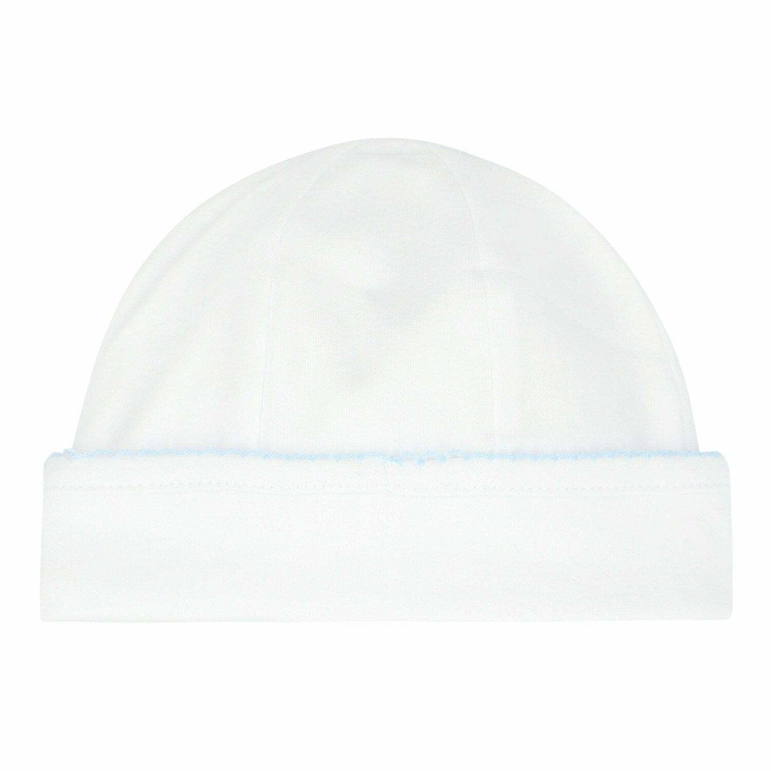 Baby Boys White & Blue Smocked Hat, 1, hi-res