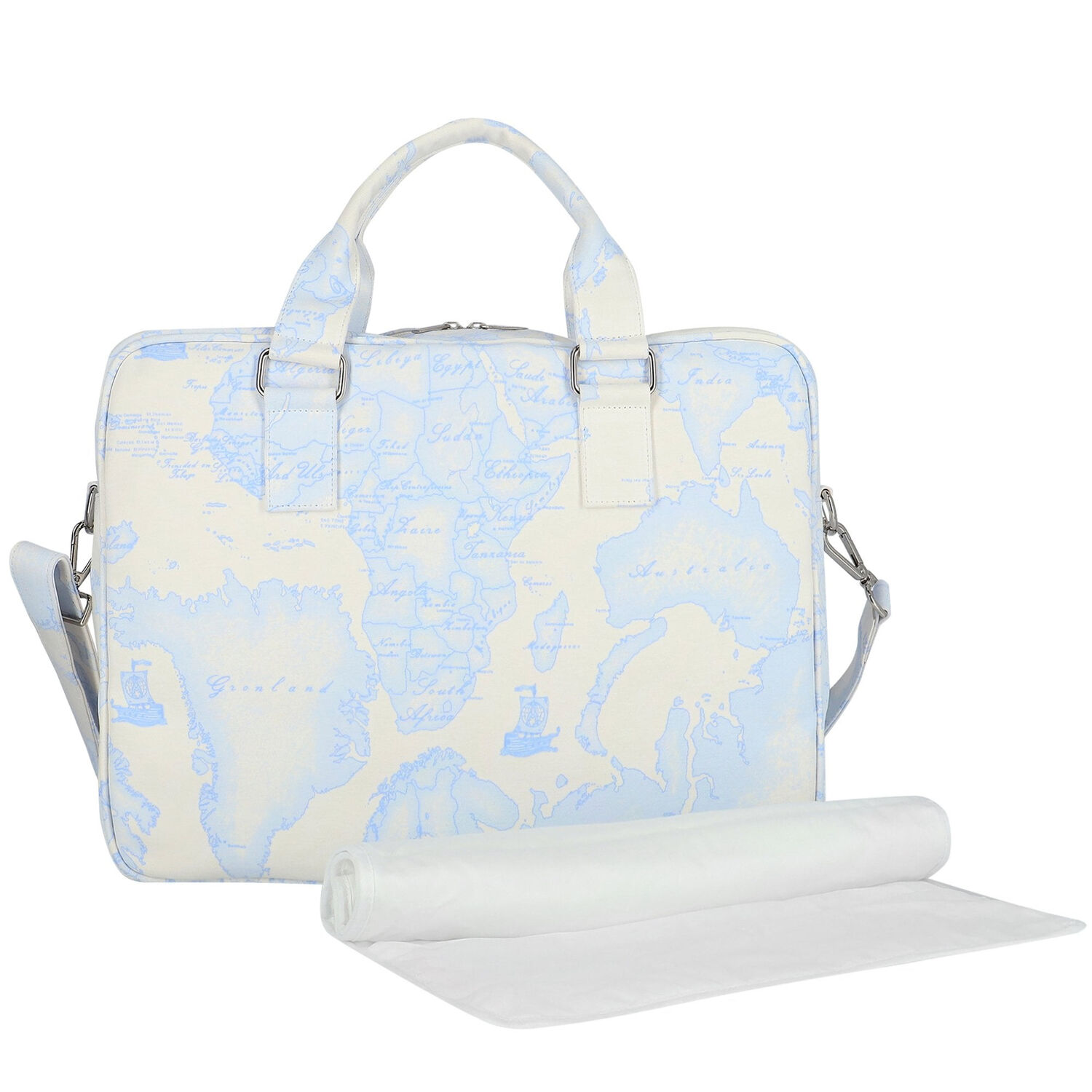 Blue Geo Map Baby Changing Bag, 2, hi-res