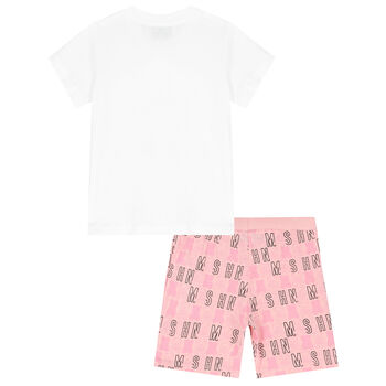 Younger Girls Pink & White Shorts Set
