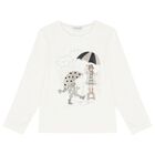 Girls White Long Sleeve Top, 3, hi-res