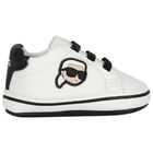 Baby Boys White Ikonik Karl Pre Walker Shoes, 1, hi-res