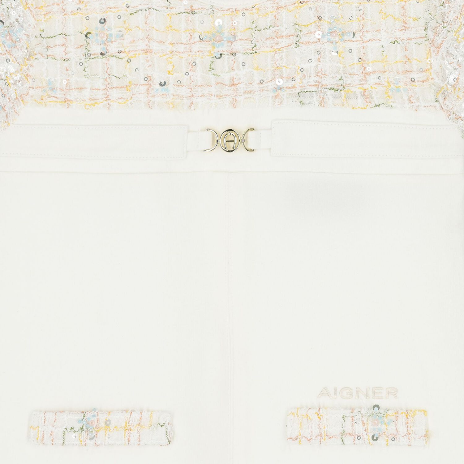 Girls Ivory Logo Dress, 1, hi-res