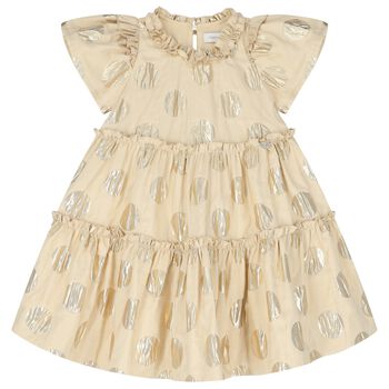 Girls Gold Ruffled Dress