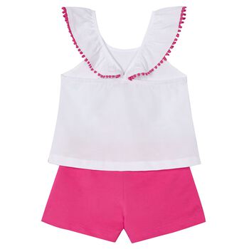 Girls White & Pink Shorts Set