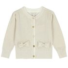 Baby Girls Gold Bow Cardigan, 1, hi-res