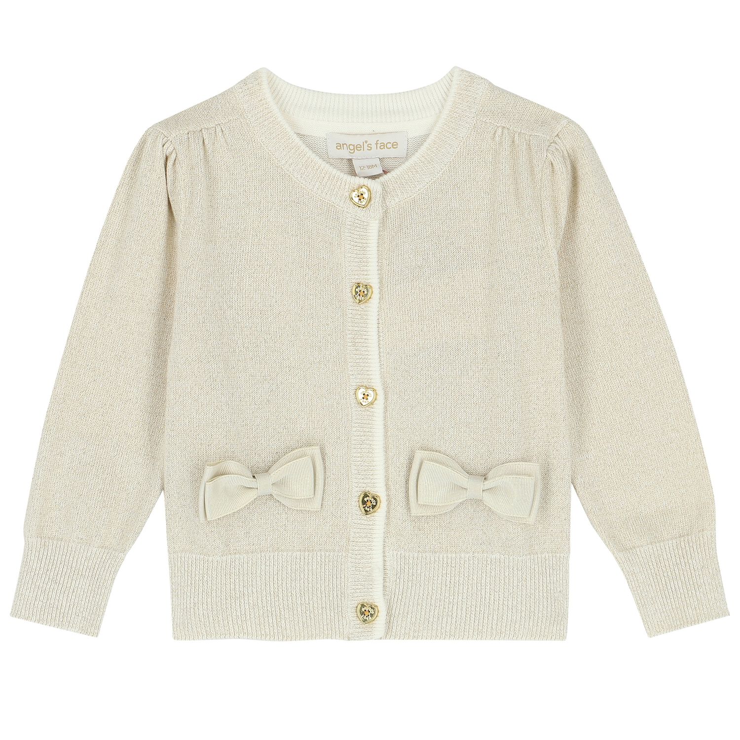 Baby Girls Gold Bow Cardigan, 1, hi-res image number null