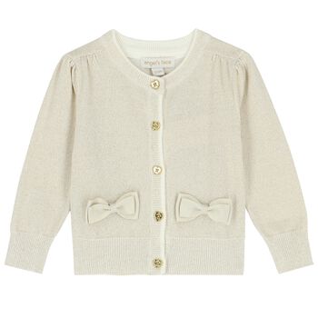 Baby Girls Gold Bow Cardigan