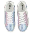Girls Blue Iridescent Logo Trainers, 1, hi-res
