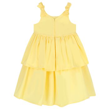 Girls Yellow Bow Tiered Dress