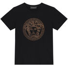 Girls Black Logo Medusa T-Shirt, 1, hi-res