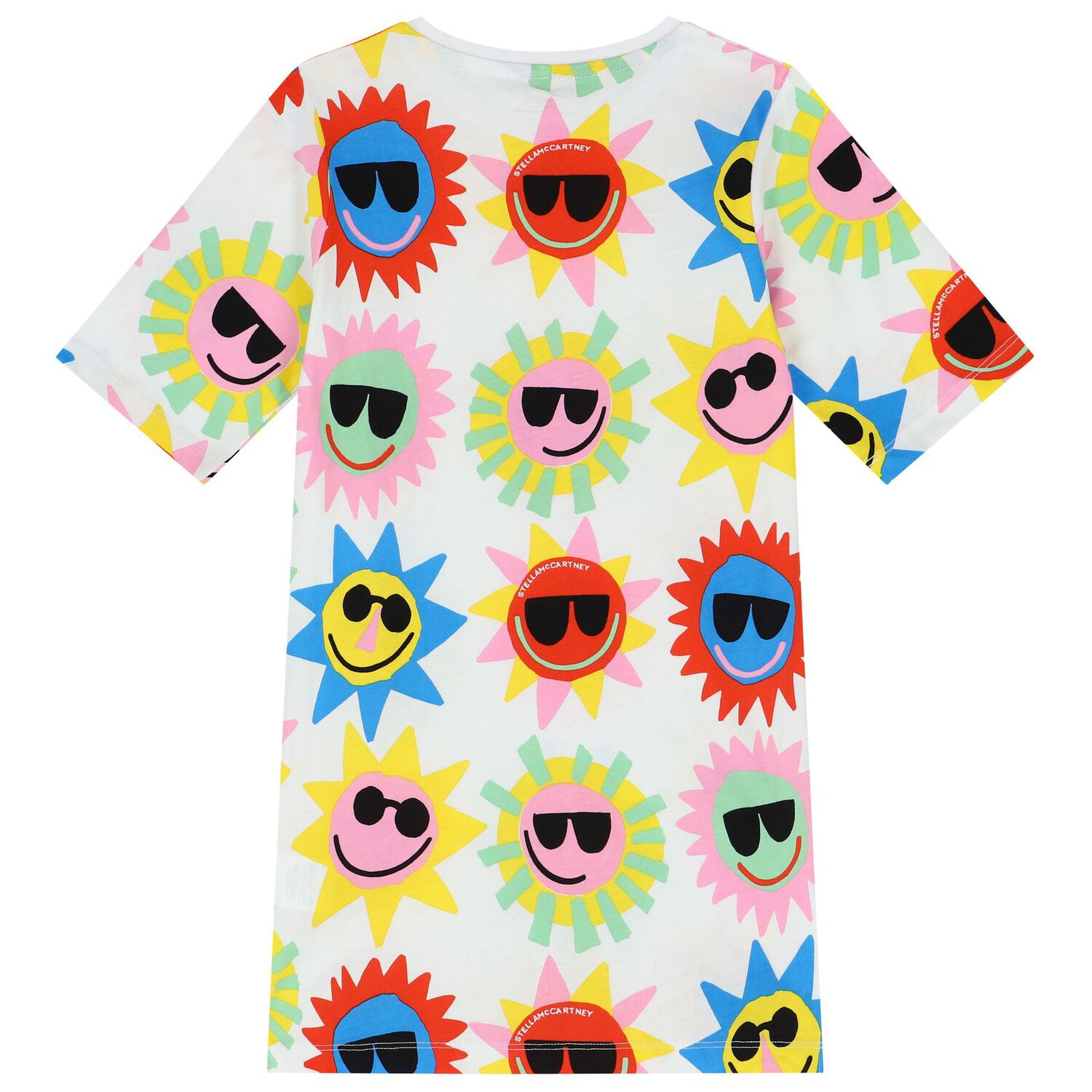 Girls White Sun T-Shirt Dress, 1, hi-res