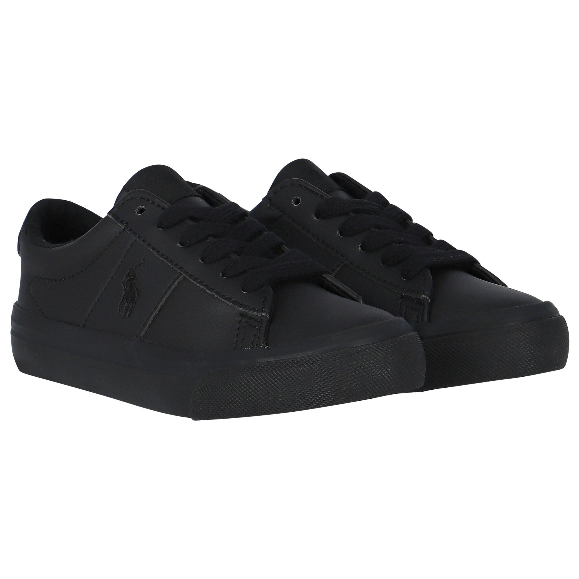 Ralph Lauren Boys Black Logo Trainers Junior Couture UK