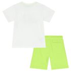 Boys White & Green Pineapple Shorts Set, 1, hi-res