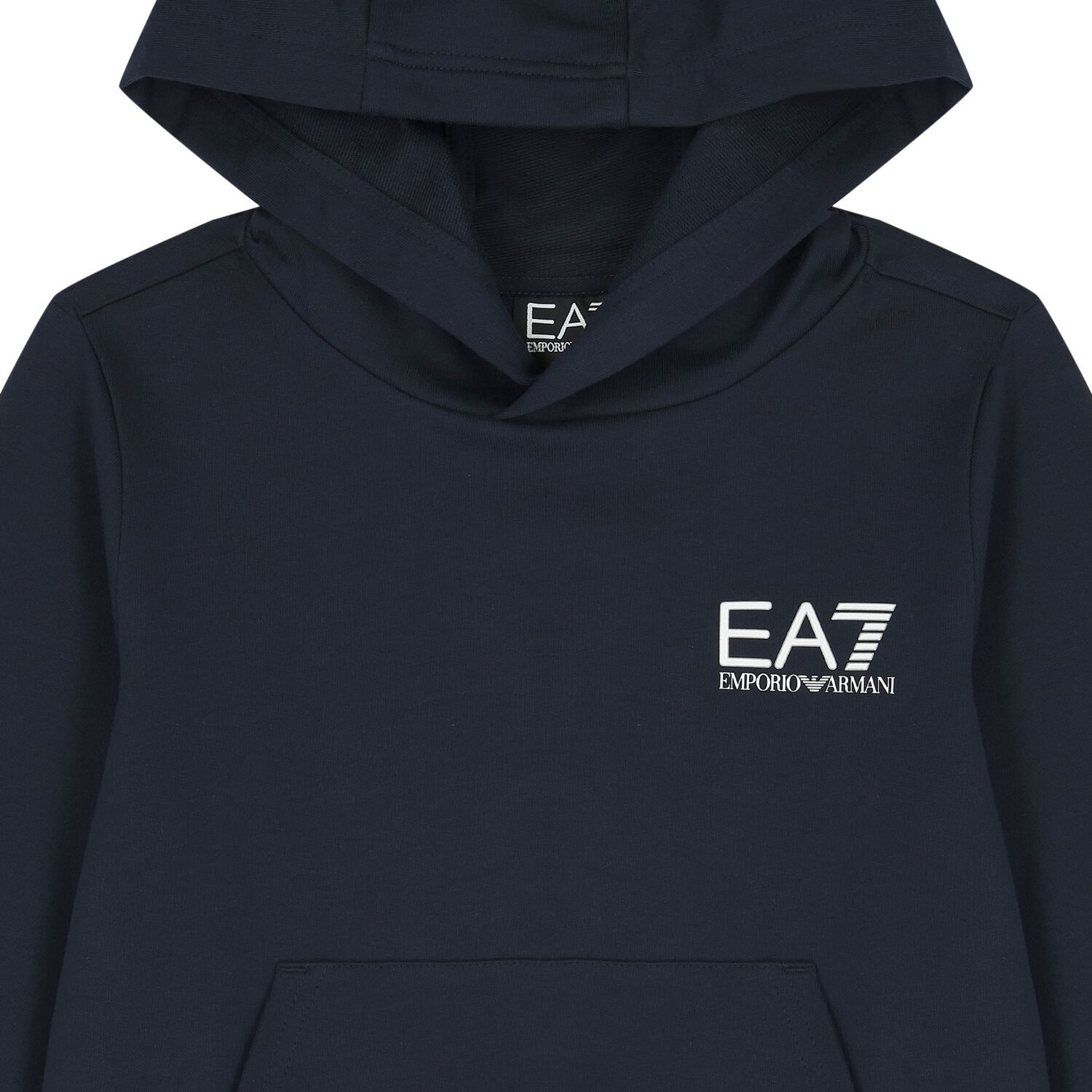 Boys Navy Blue Logo Hooded Top, 3, hi-res