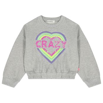 Girls Grey Embroidered Heart Sweatshirt