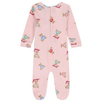 Baby Girls Pink Logo Teddy Bear Babygrow