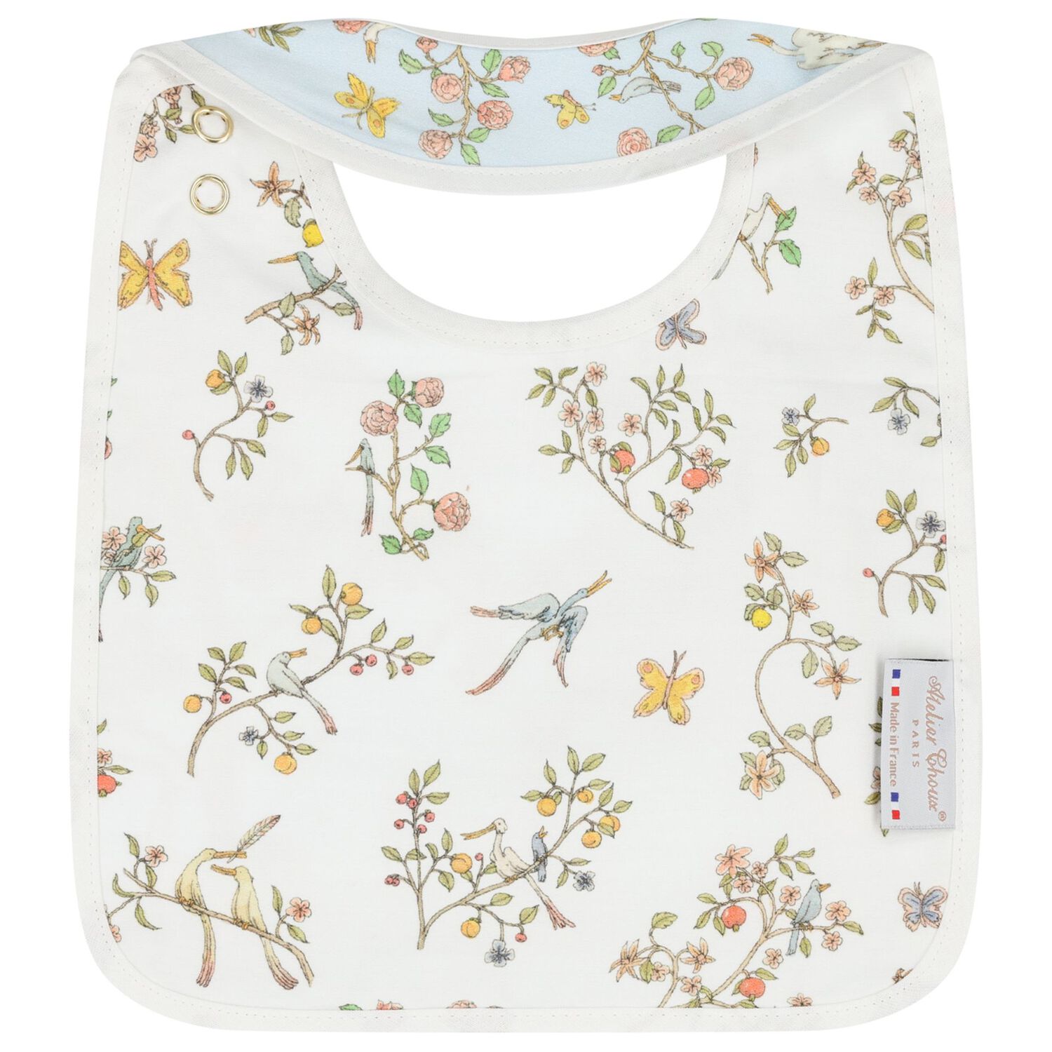 Baby Boys Blue & Ivory In Bloom Bib, 2, hi-res