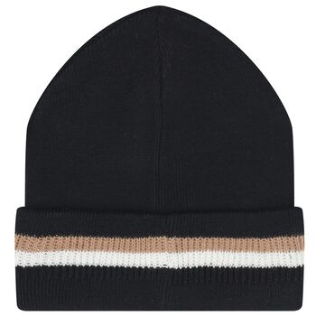 Boys Black Logo Beanie Hat