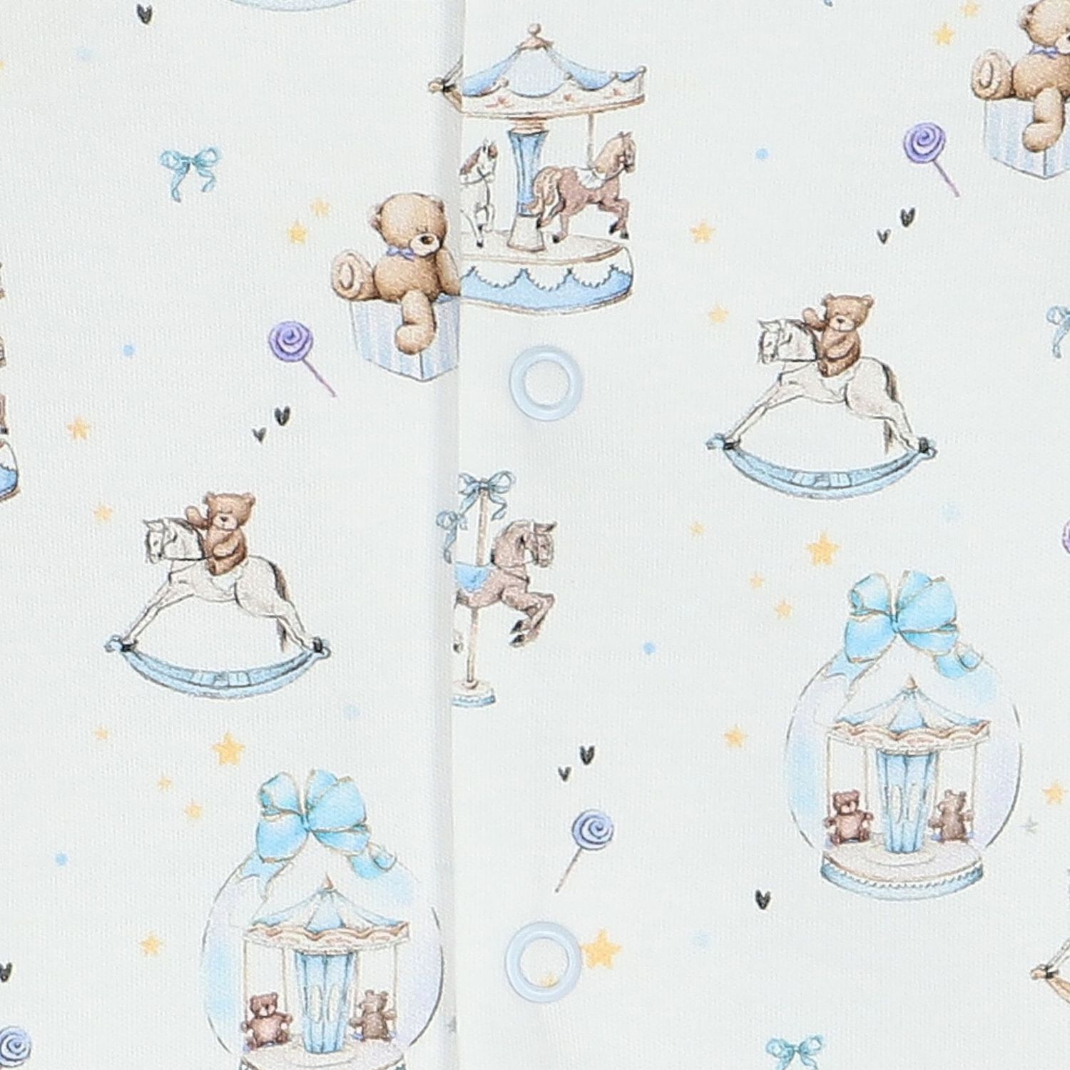 Baby Boys White & Blue Carousel Romper, 1, hi-res