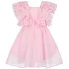 Girls Pink Ruffled Dress, 1, hi-res