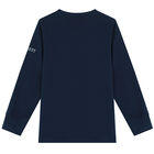 Boys Navy Logo Long Sleeve Top, 1, hi-res