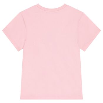 Girls Pink Teddy Bear Logo T-Shirt