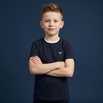 Boys White & Navy Blue T-Shirts ( 2-Pack )