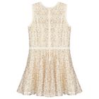 Girls Ivory & Gold Sequins Dress, 1, hi-res