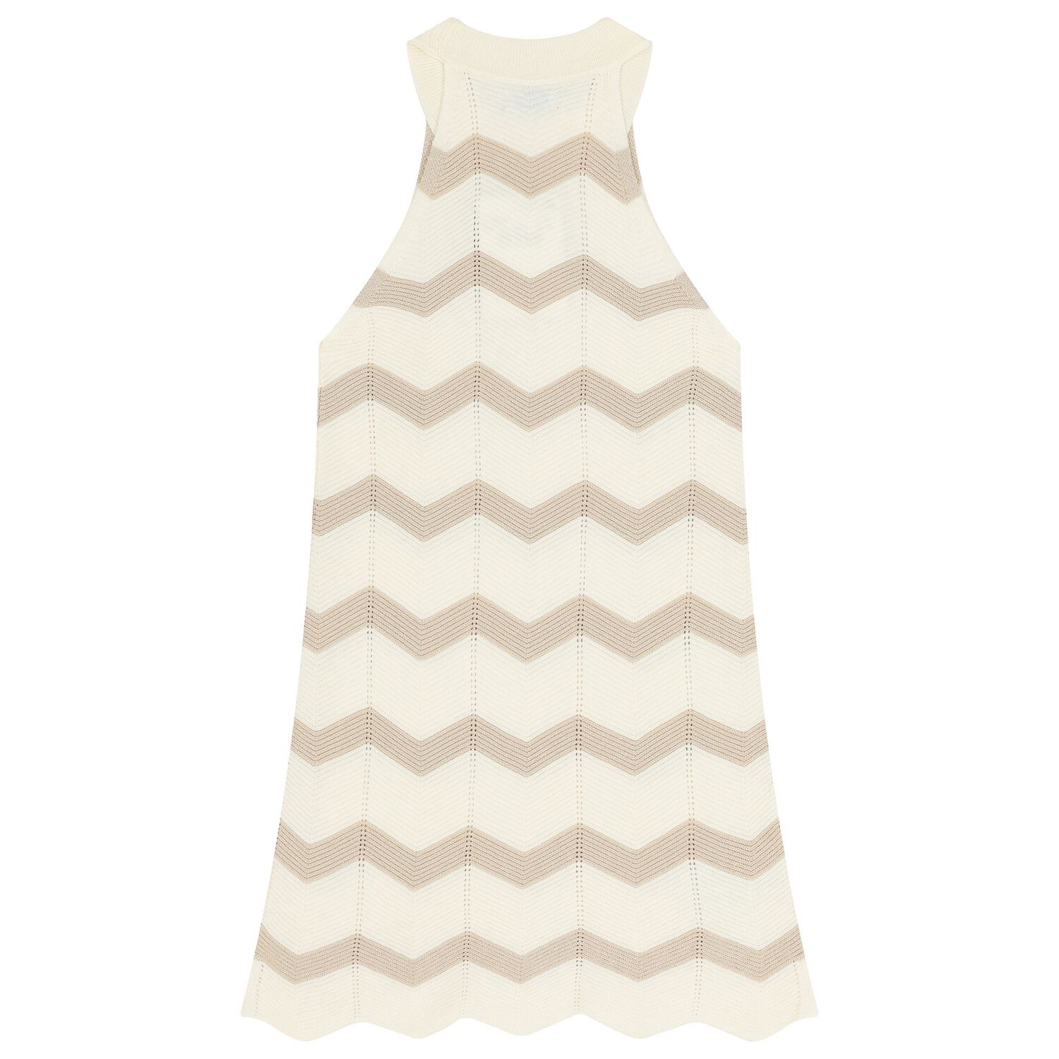 Girls Ivory Zigzag Knitted Dress, 1, hi-res