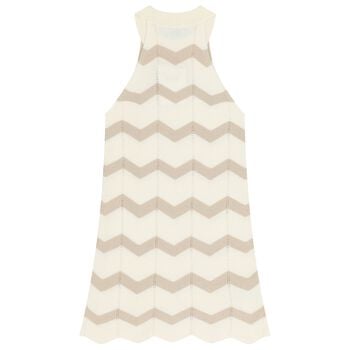 Girls Ivory Zigzag Knitted Dress