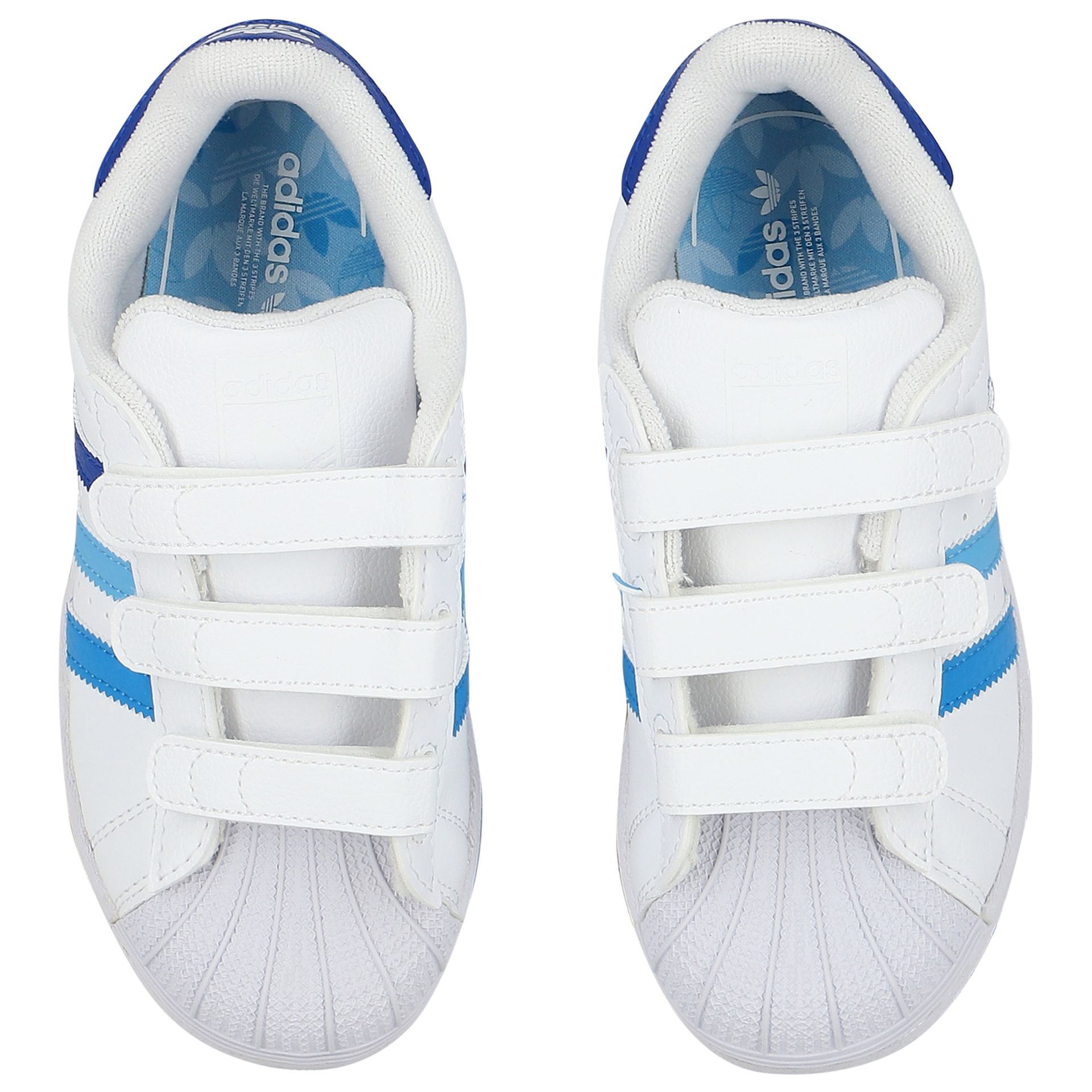 Adidas Kids White Blue Superstar CF Trainers Junior Couture UK