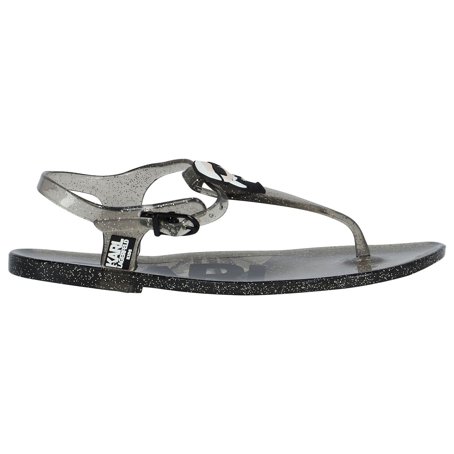 Girls Black Karl & Choupette Sandals, 1, hi-res image number null