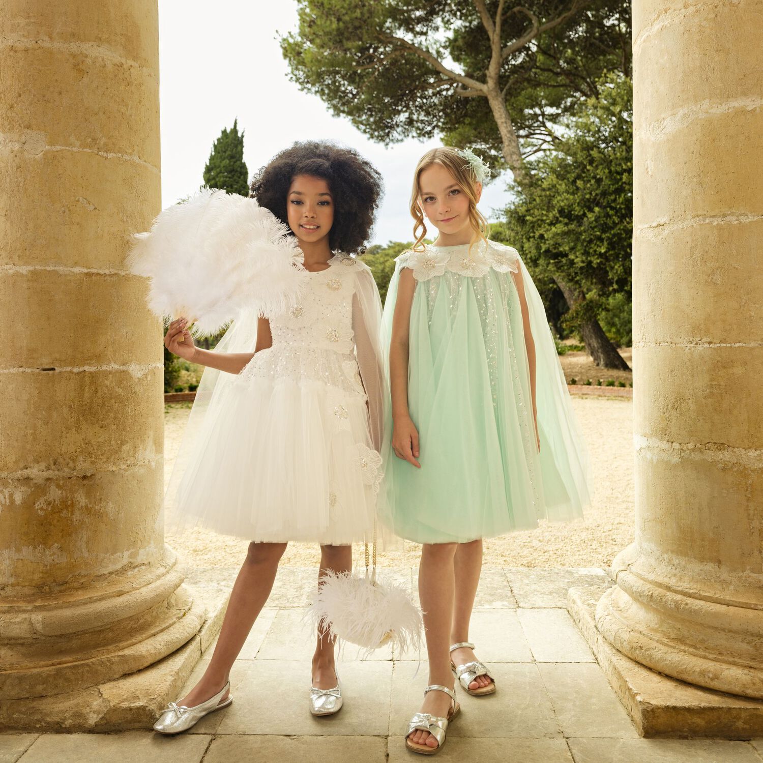 Girls Green Sequin Tulle Dress, 1, hi-res image number null