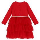 Girls Red Tiered Tulle Dress, 1, hi-res
