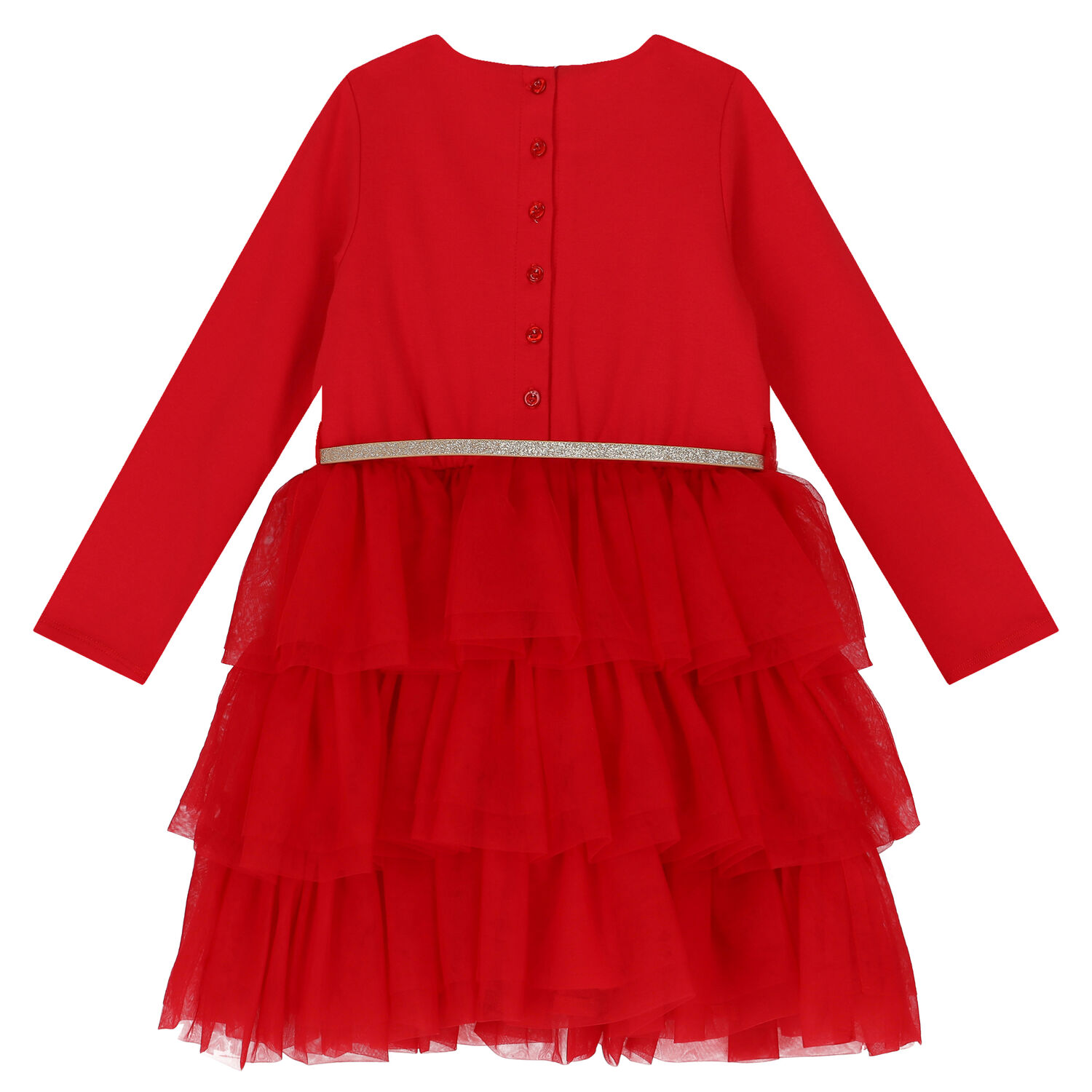 Girls Red Tiered Tulle Dress, 1, hi-res image number null
