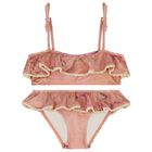 Girls Pink Floral Bikini, 1, hi-res