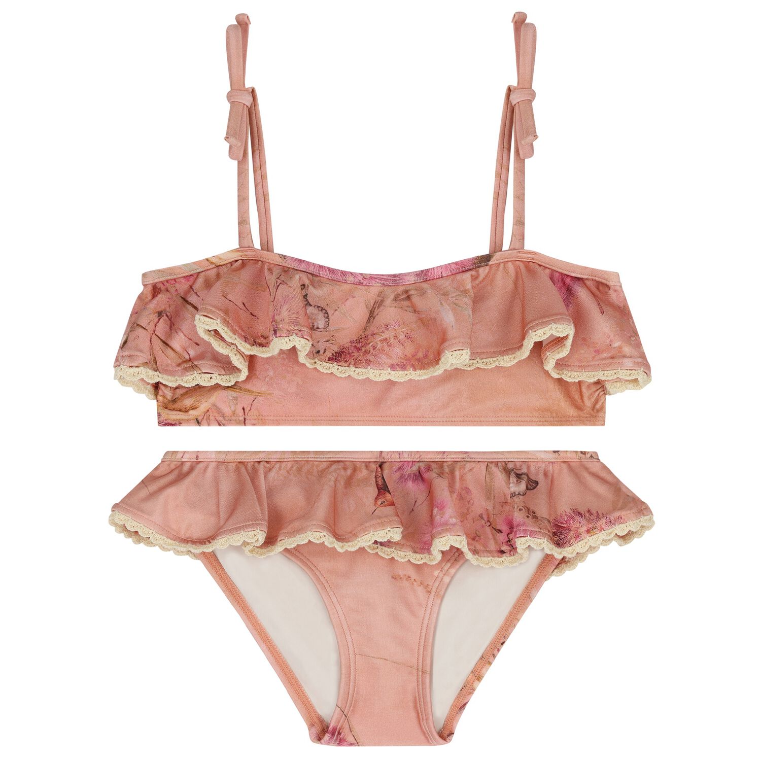 Girls Pink Floral Bikini, 1, hi-res