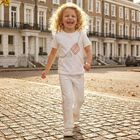 Girls Ivory Logo Trousers, 1, hi-res