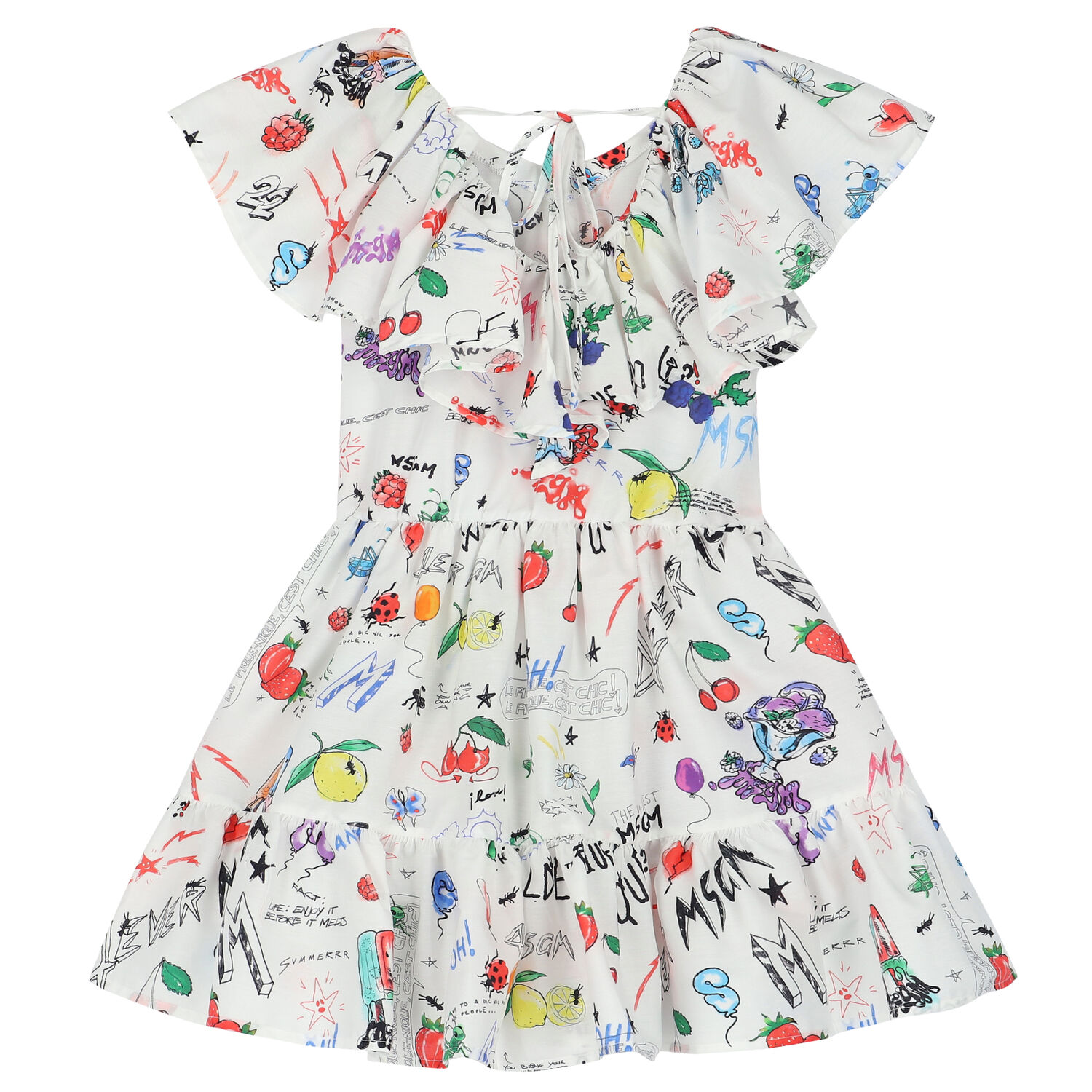 Girls Ivory Logo Dress, 1, hi-res