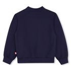 Girls Navy Blue Sequin Heart Sweatshirt, 1, hi-res