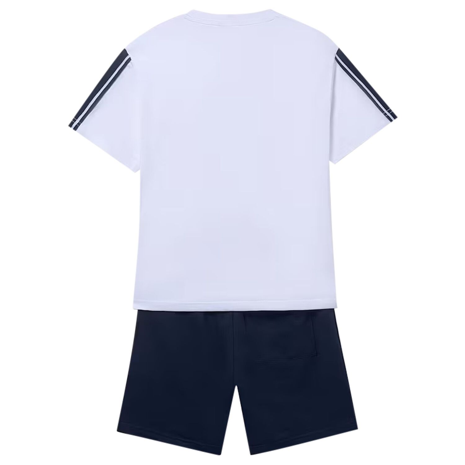 Boys White & Navy Blue Shorts Set, 1, hi-res