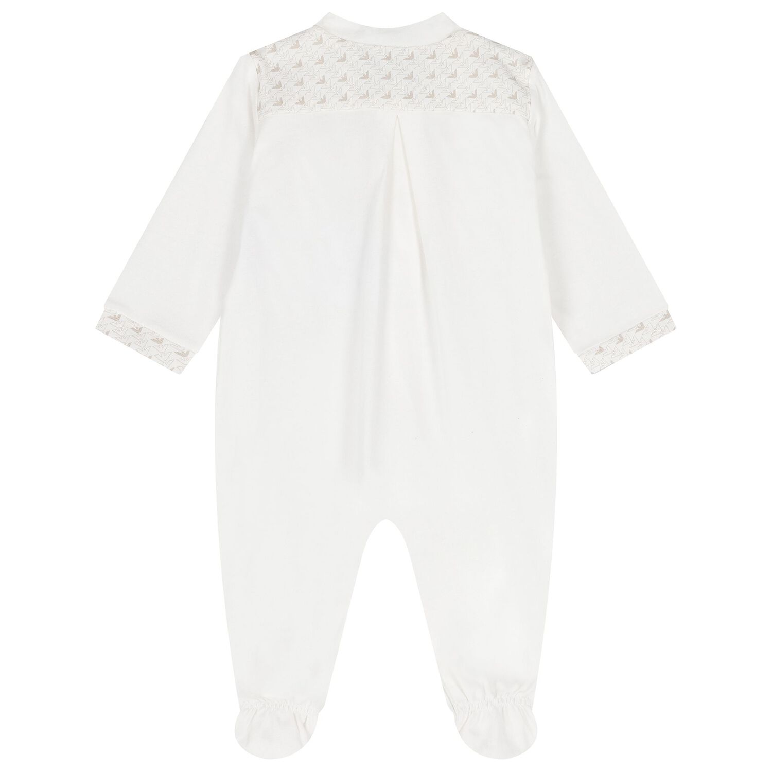 White & Beige Logo Babygrow Set, 1, hi-res