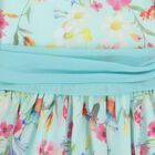Girls Aqua Floral Chiffon Dress, 1, hi-res