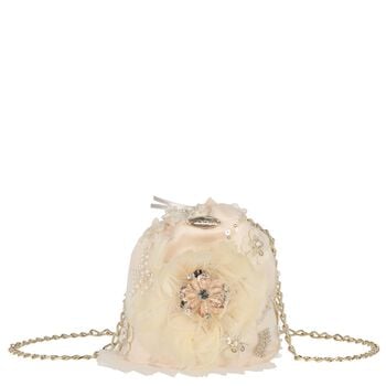 Girls Pink Feathered Floral Handbag