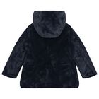 Girls Navy Blue Reversible Faux Fur Jacket, 1, hi-res