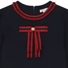 Girls Navy Blue Pleated Dress, 1, hi-res