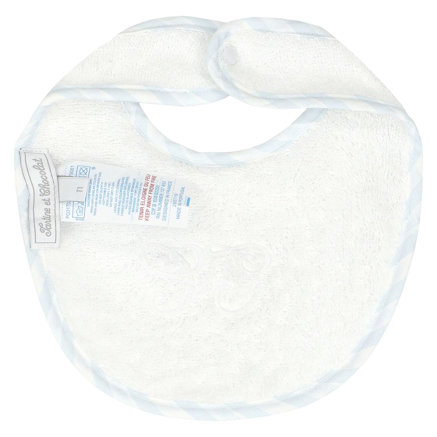 Baby Boys White & Blue Logo Bib, 1, hi-res image number null